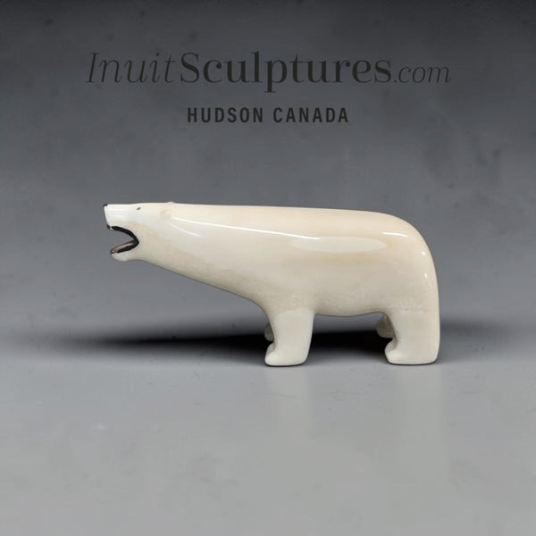 VINTAGE Rare 5" Ivory Walking Bear by M. Tiulana *Open Wide*