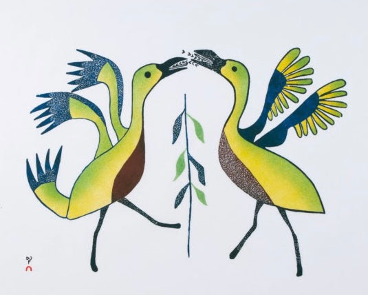 GRAVURE ANCIENNE 1981 Oiseaux et moustiques par MARY QAYUARYUK (Kudjuakjuk)