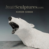 Tête d'ours polaire rare à bouche ouverte de 24 pouces par Paul Malliki *Pearly Whites*