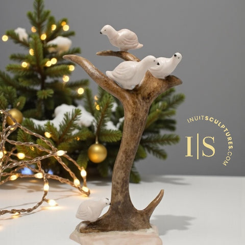 12" Ptarmigans (Birds) in a Tree by Peter K. *A Stop Along The Way*