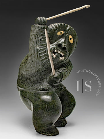 VINTAGE 16" Hunter by Uriash Puqiqnak *Yikes!*