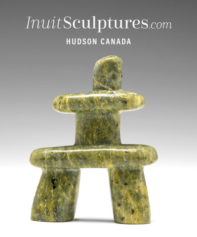 3" Lime Green Inukshuk by Alex Lyta Inuit Sculpture serpentine art