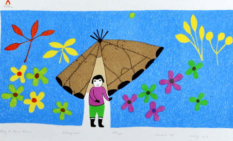 1981 BOY AT HOME ALONE by Lucy Qinnuayuak