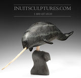 30" Mother and Calf Narwhals by Inuk Charlie