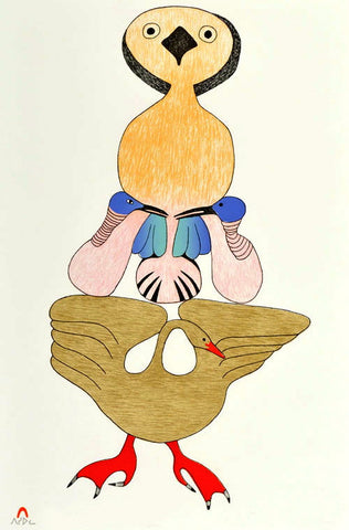 1983 TOTEM OF BIRDS by Mayoreak Ashoona