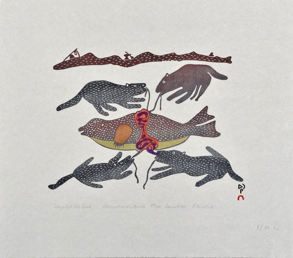 1981 DOGS EAT THE SEAL by Pitseolak Ashoona