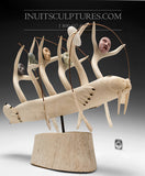 18" Masterpiece Whale Bone Umiak (Boat) by world famous Bob Kussy & Goota Ashoona