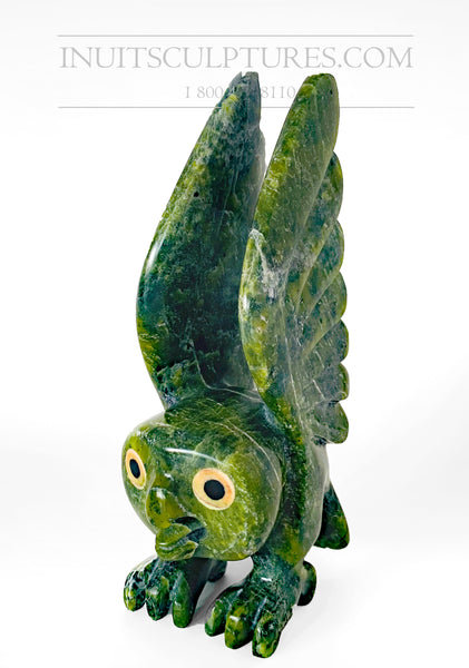 9" "Covid Collection" Apple Green Owl Spirit avec yeux Orange Pekoe par Toonoo Sharky